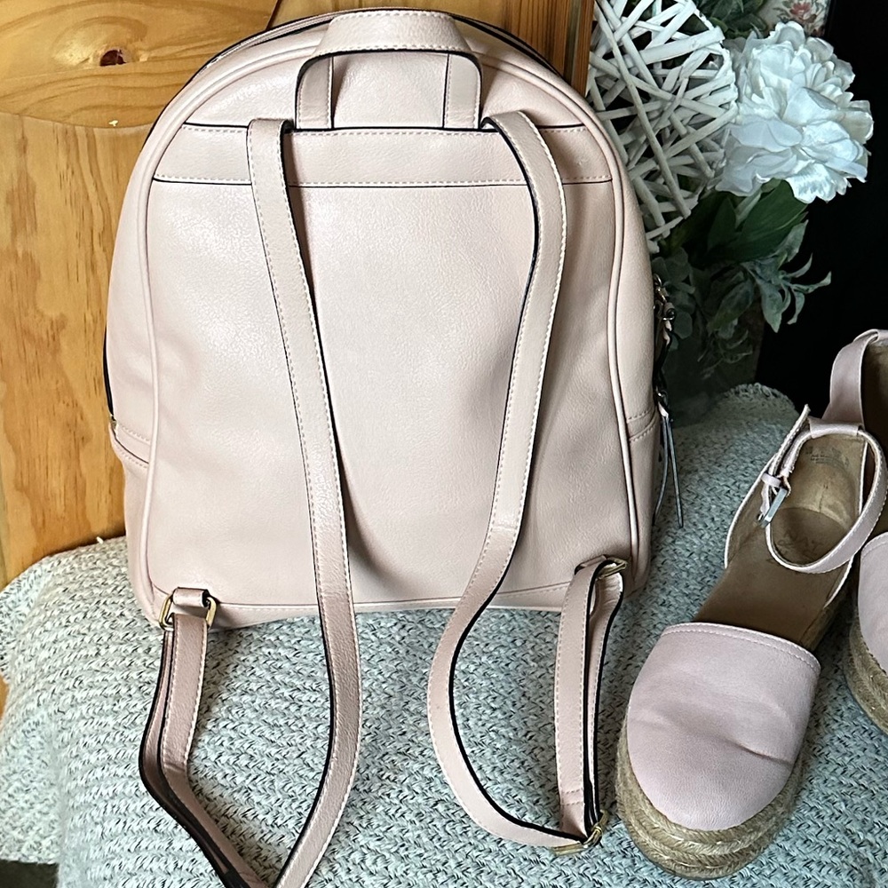 Naturalizer vegan dusty pink backpack with braided tassels, $50 - Picture 3 of 6